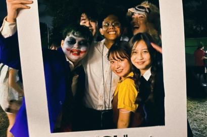 ハロウィンの仮装をした友達と撮影した写真