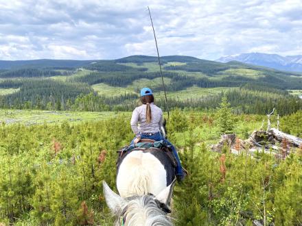 カナダの美しい大自然の中で乗馬を楽しむ