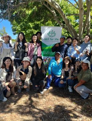 Group photo of SAF students at Soil for Life in Cape Town
