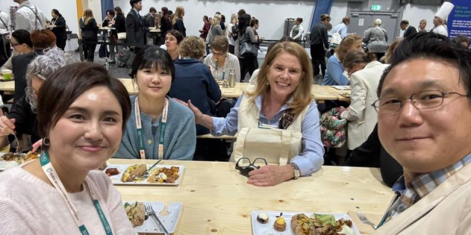 SAF heads meet with Kwangwoon University staff at EAIE 2025.